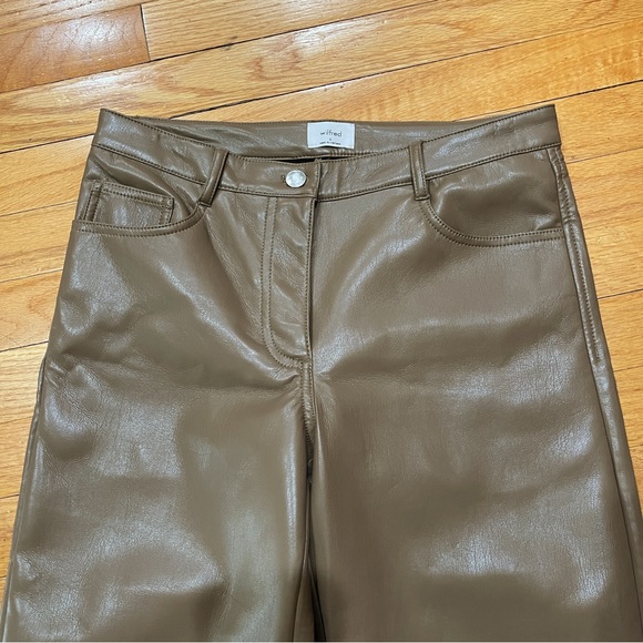 Aritzia Wilfred Womens Melina Pants sz 6 Vegan Leather Inseam 32” Brown WORN 1x - Picture 3 of 12